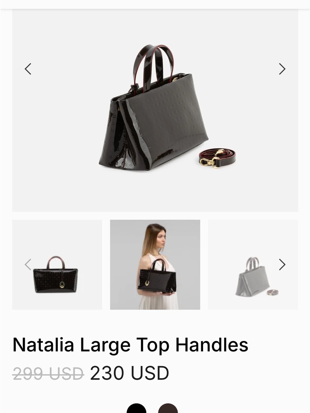 Arcadia Natalia Large Top Handles Bag - Black with Burgundy Trim